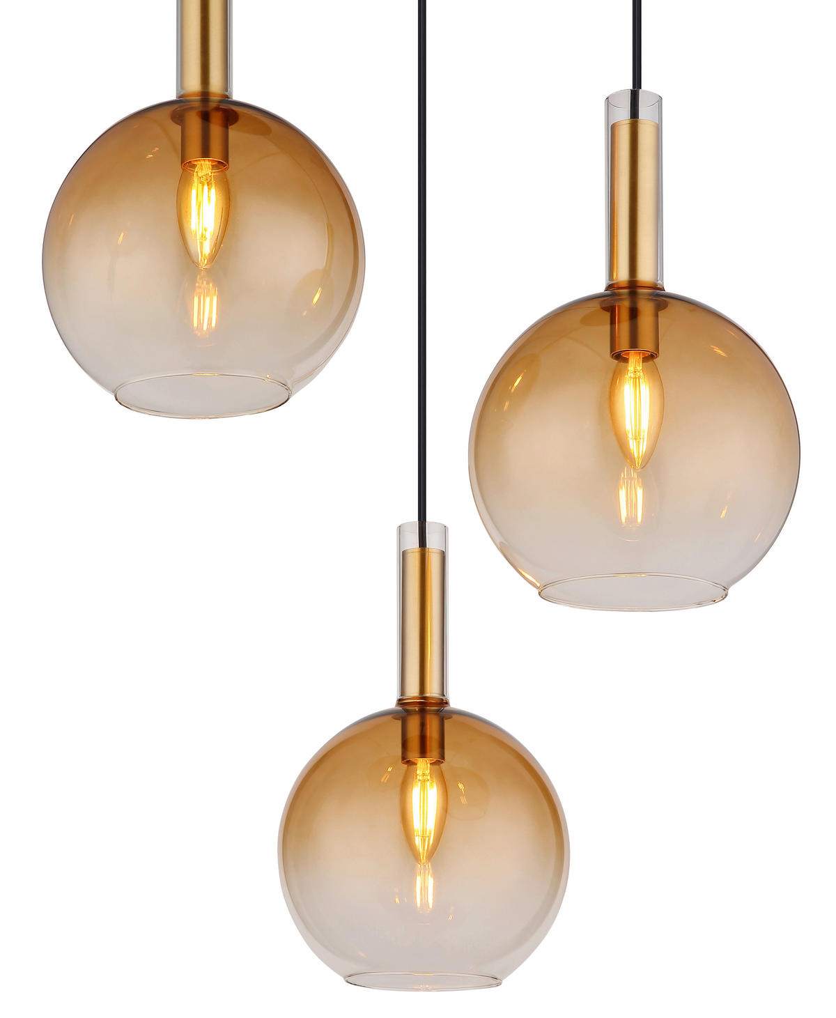 HÄNGELEUCHTE 51/150 cm    - Messingfarben/Schwarz, Konventionell, Glas/Kunststoff (51/150cm) - Globo