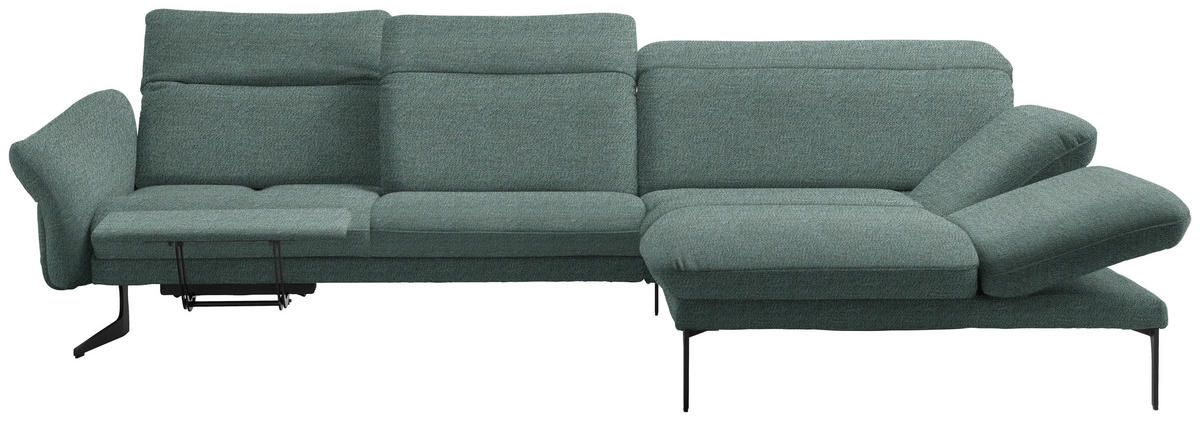ECKSOFA in Webstoff Türkis  - Türkis/Anthrazit, Design, Textil/Metall (299/203cm) - Himolla