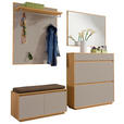 GARDEROBE 5-teilig  in 200/195/40 cm  - Sandfarben/Hellbraun, Basics, Glas/Holz (200/195/40cm) - Novel