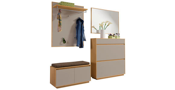 GARDEROBE 5-teilig  in 200/195/40 cm  - Sandfarben/Hellbraun, Basics, Glas/Holz (200/195/40cm) - Novel