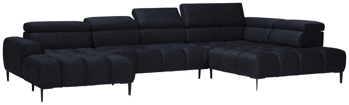 WOHNLANDSCHAFT in Webstoff Schwarz  - Schwarz, Design, Textil/Metall (177/385/216cm) - Welnova