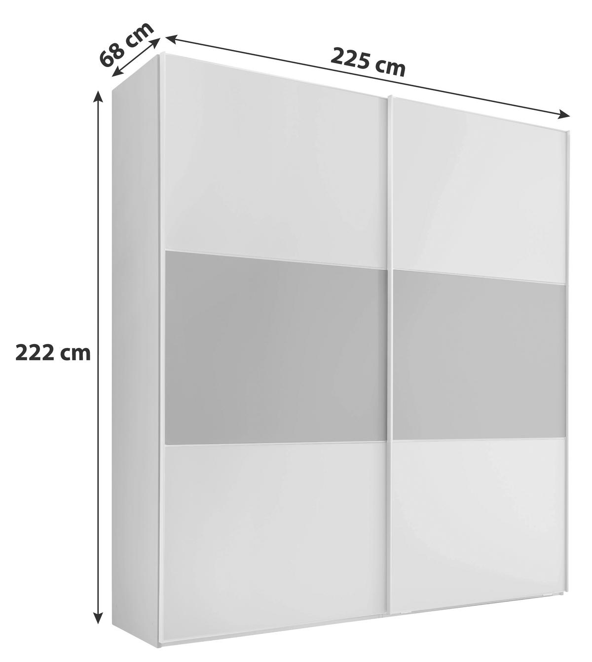 SCHWEBETÜRENSCHRANK in Anthrazit, Weiss  - Weiss/Anthrazit, Design (225/222/68cm) - MID.YOU