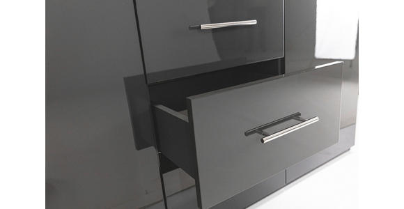 KLEIDERSCHRANK 196/219/59 cm 4-türig Anthrazit Hochglanz, Anthrazit - Anthrazit/Anthrazit Hochglanz, KONVENTIONELL, Holzwerkstoff/Metall (196/219/59cm) - Carryhome