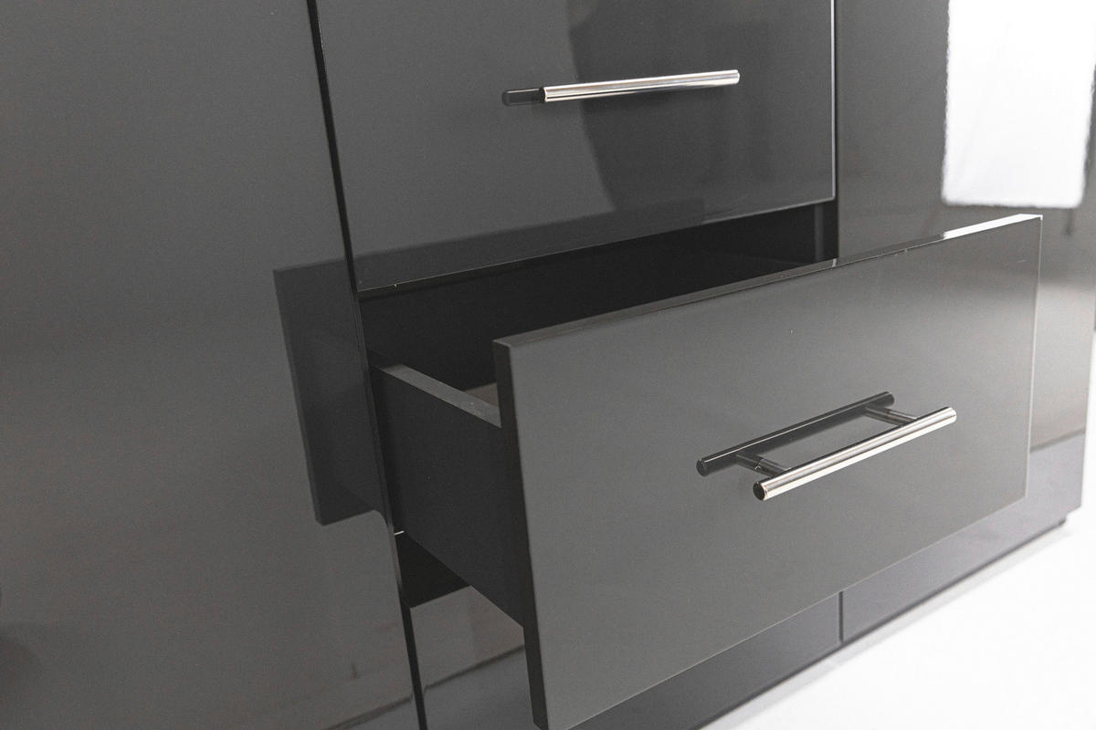 ȘIFONIER antracit, antracit lucios intens  - antracit/culoare aluminiu, Konventionell, metal/material pe bază de lemn (196/219/59cm) - Carryhome
