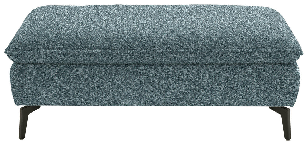 HOCKER in Textil Blaugrau  - Blaugrau/Schwarz, Design, Textil/Metall (130/46/65cm) - Valdera