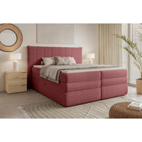 BOXSPRINGBETT 180/200 cm,  in Rosa, gepolstertes Kopfteil, Bettkasten, Topper, Matratzen, H2 + H2 = mittel  - Schwarz/Rosa, Design, Kunststoff/Textil (180/200cm) - Chameo