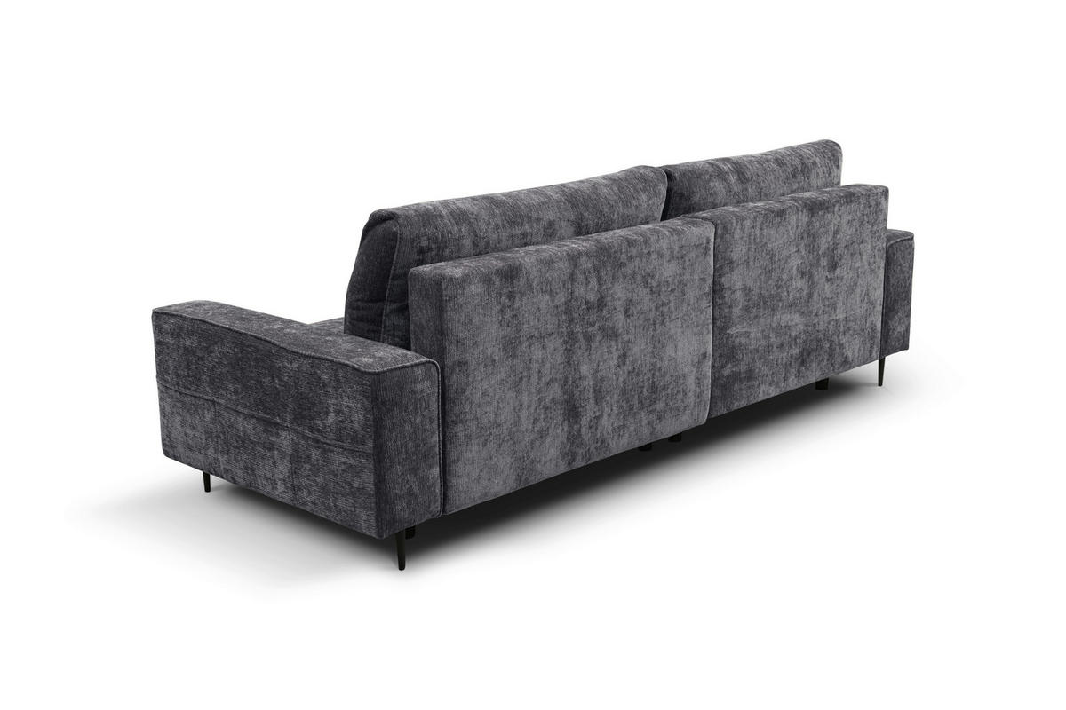 ECKSOFA PABLO Grau Struktur Bettkasten, Rückenkissen  - Schwarz/Grau, Design, Holz/Textil (160/260cm) - MID.YOU