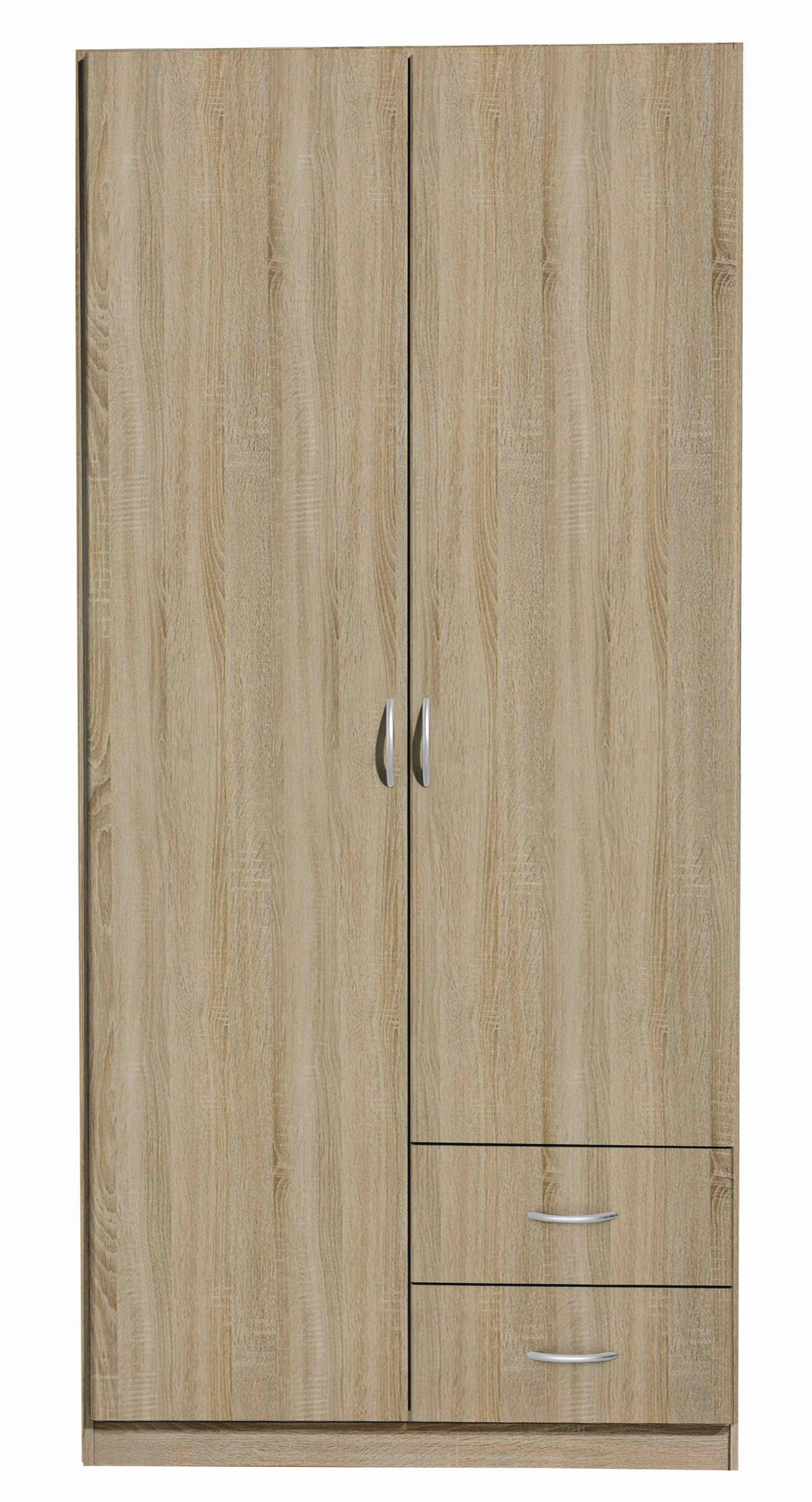 KLEIDERSCHRANK in Sonoma Eiche  - Silberfarben/Sonoma Eiche, Design, Holzwerkstoff/Kunststoff (91/197/54cm) - Boxxx