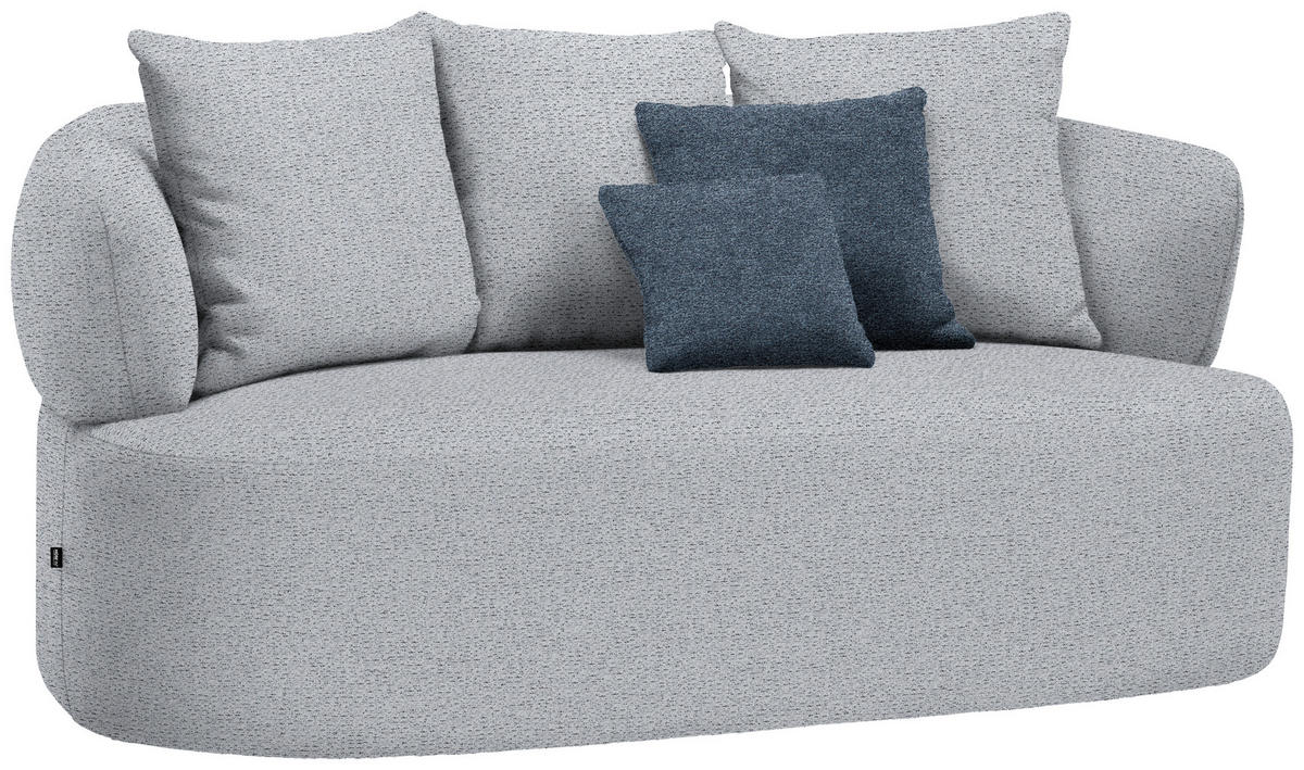 2-SITZER-SOFA in Chenille Grau  - Blau/Schwarz, MODERN, Kunststoff/Textil (177/86/105cm) - Hom`in