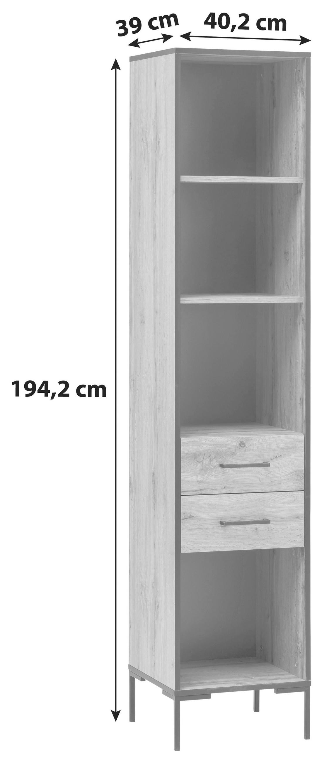 AKTENREGAL 40,2/194,2/39 cm  - Eichefarben/Schwarz, KONVENTIONELL, Holzwerkstoff/Metall (40,2/194,2/39cm) - MID.YOU