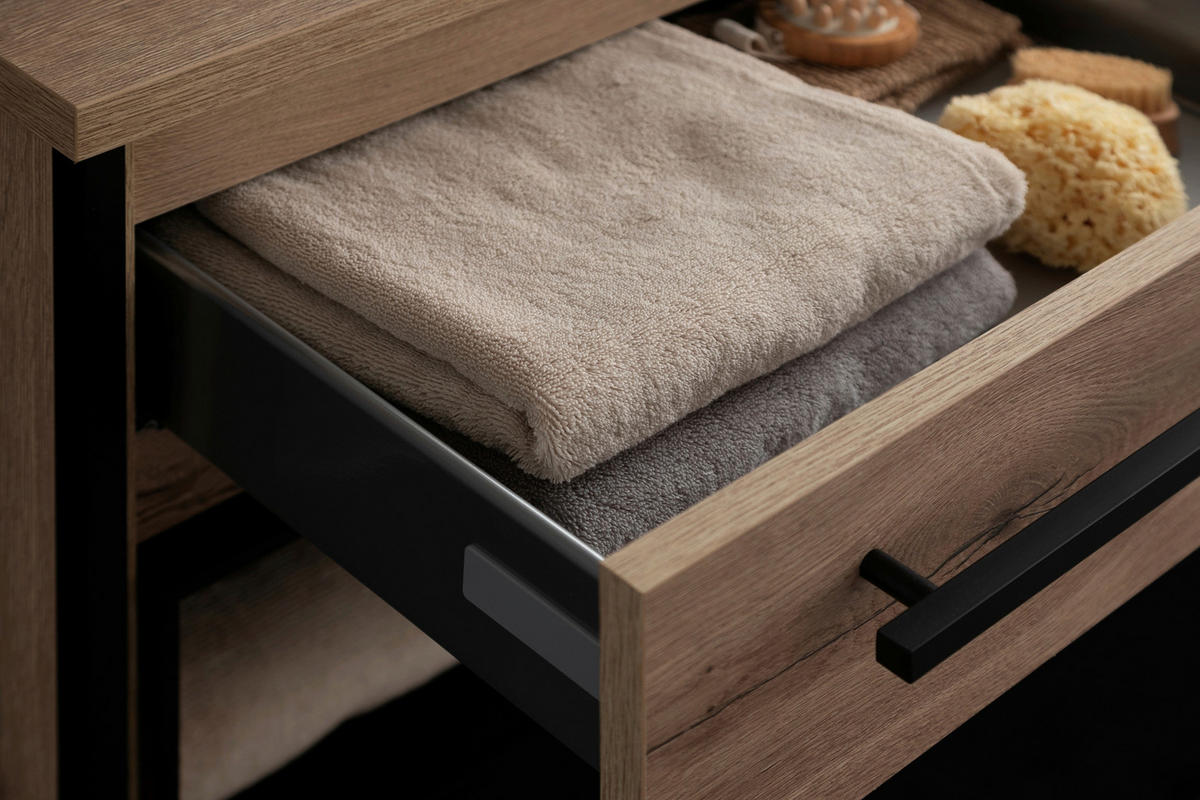 WASCHTISCHKOMBI 164,6 cm  - Eichefarben/Schwarz, Design, Keramik/Holzwerkstoff (164,6cm) - Schöner Wohnen