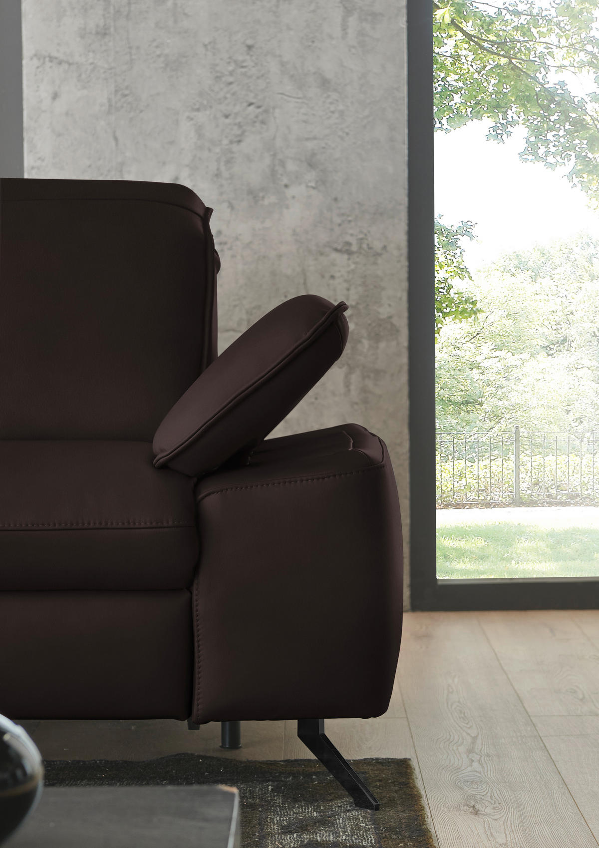 ECKSOFA  Echtleder Braun  - Schwarz/Braun, Design, Leder/Metall (169/307cm) - Beldomo Premium