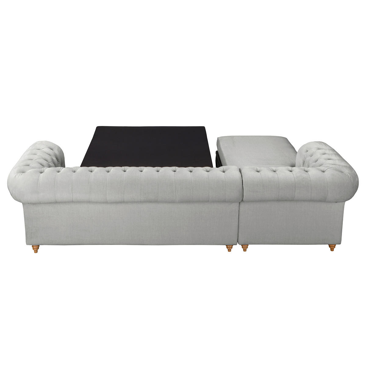 ECKSOFA Mikrofaser Hellgrau  - Hellgrau/Braun, Design, Holz/Textil (182/284cm) - P & B