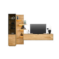 WOHNWAND  in Schwarz, Eichefarben 250/200/42 cm  - Wildeiche/Eichefarben, Natur, Glas/Holz (250/200/42cm) - Linea Natura