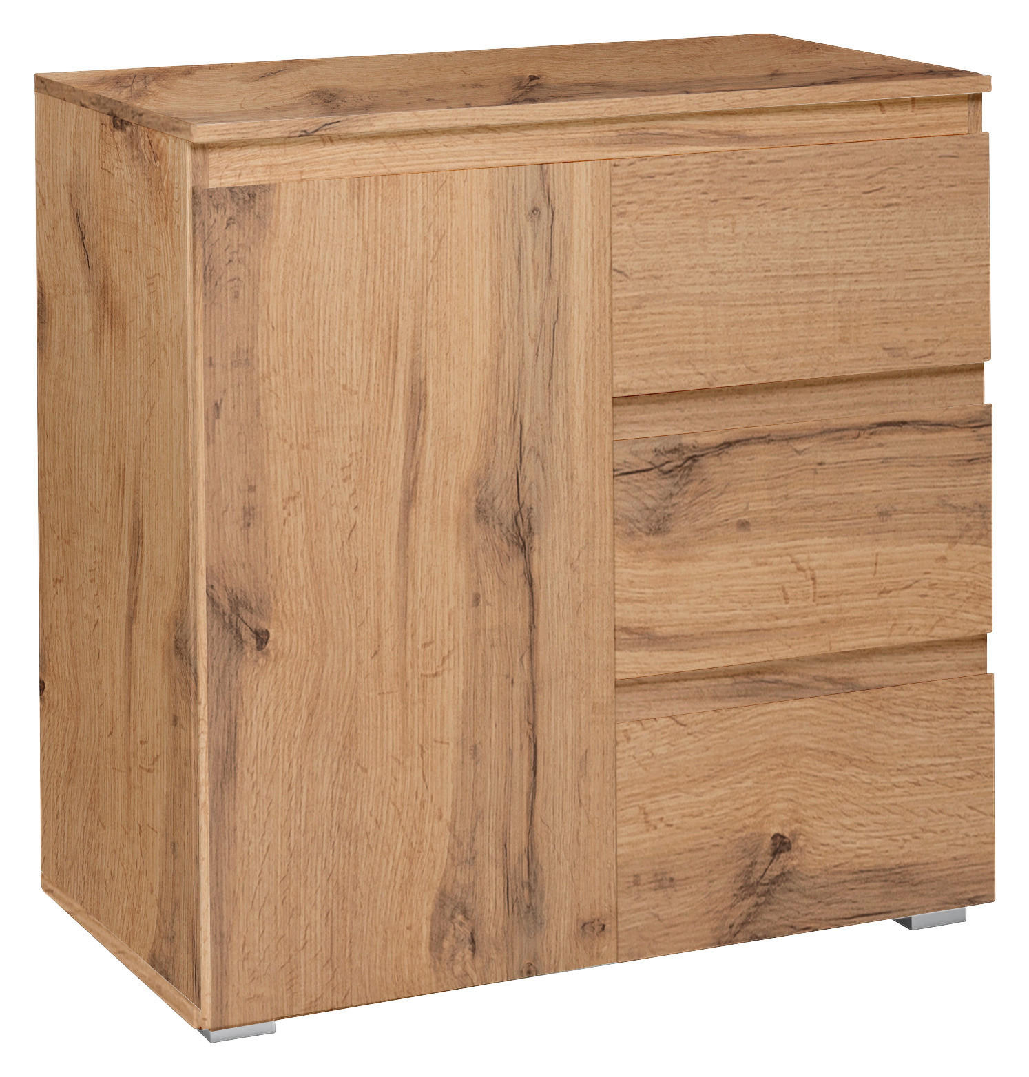 KOMMODE  in 80/80/40 cm  - Eichefarben/Silberfarben, KONVENTIONELL, Holzwerkstoff (80/80/40cm) - MID.YOU