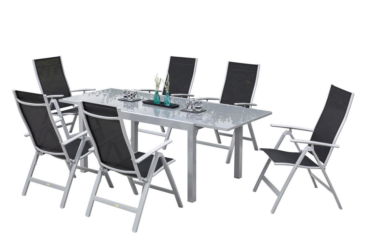 VRTNA GARNITURA Carrara  aluminij  črna  črna    - črna, Romantika, kovina/tekstil - Ambia Garden