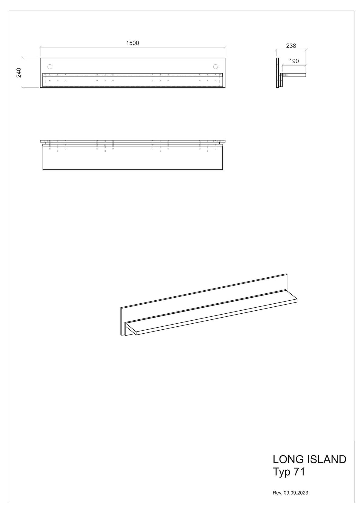WANDBOARD in 150/20/18 cm Weiß, Eiche Wotan  - Eiche Wotan/Weiß, Design, Holzwerkstoff (150/20/18cm) - MID.YOU