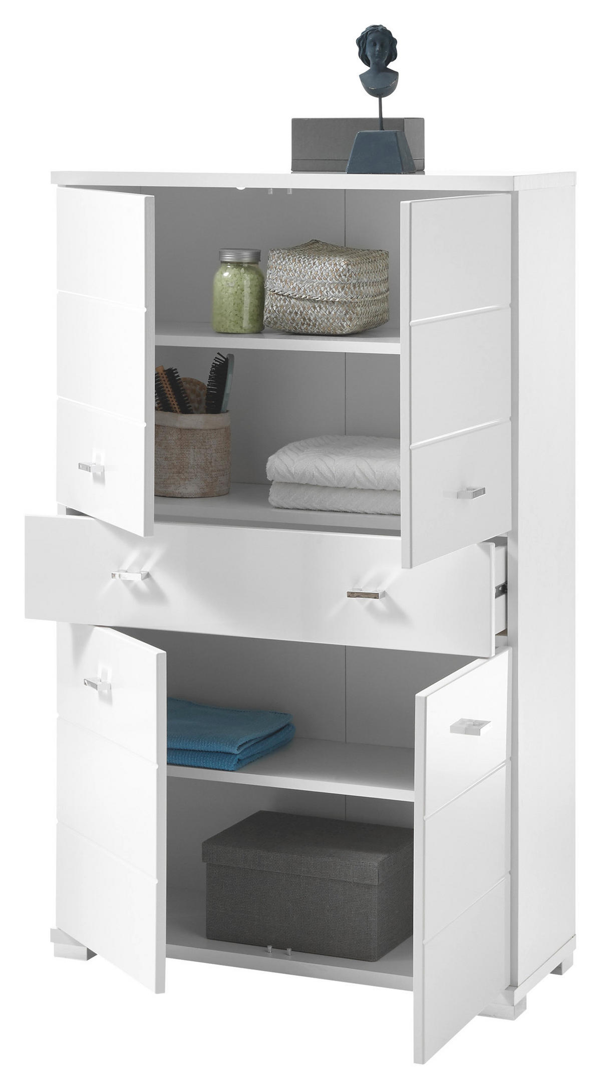 MIDISCHRANK 76/123/31 cm  - Weiss Hochglanz/Weiss, Basics, Holzwerkstoff/Kunststoff (76/123/31cm) - Livetastic