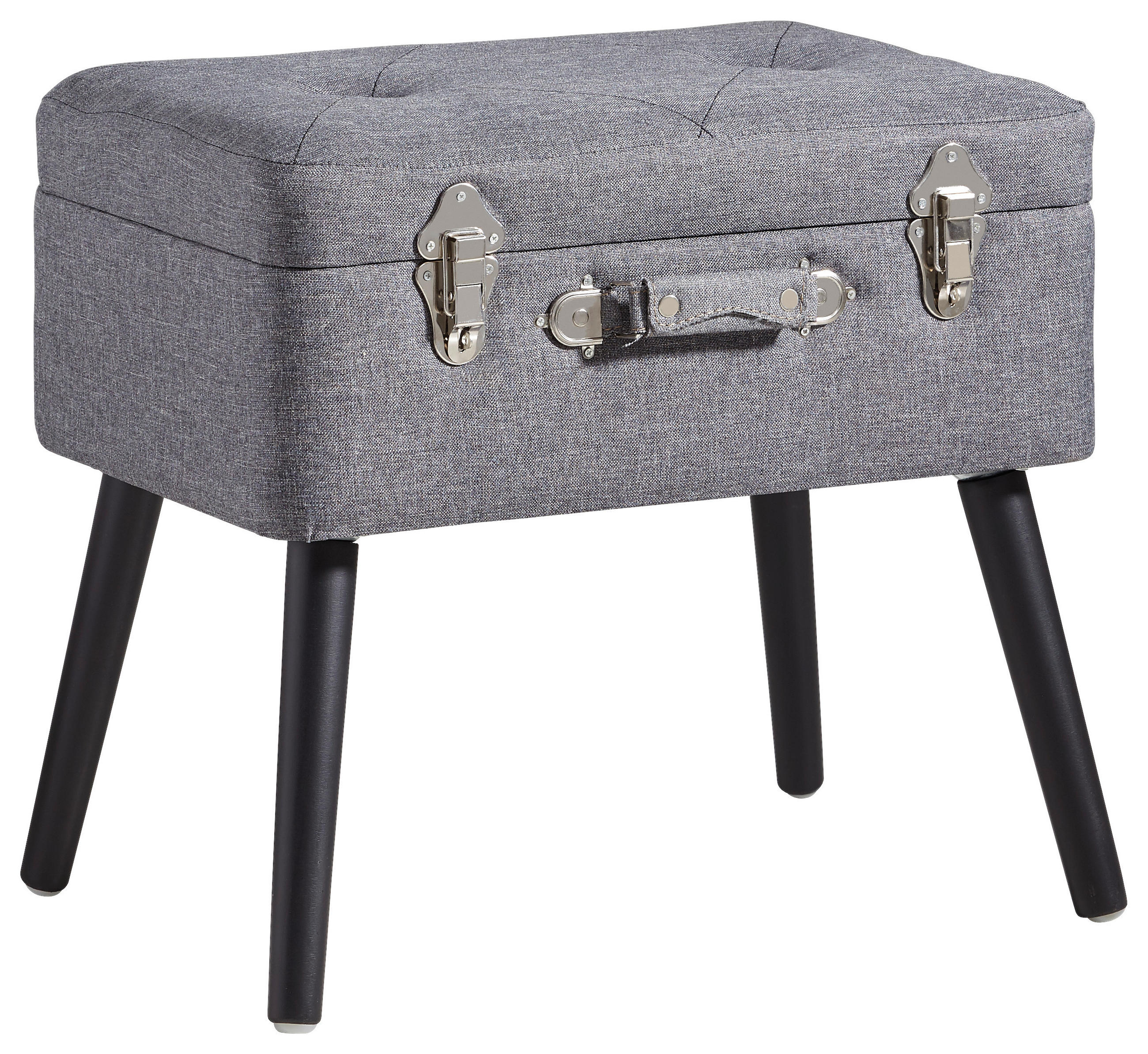 HOCKER Flachgewebe Kiefer Anthrazit, Schwarz  - Anthrazit/Schwarz, Trend, Holz/Textil (50/46/35cm) - Xora