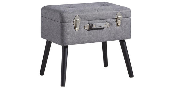 HOCKER Flachgewebe Kiefer Anthrazit, Schwarz  - Anthrazit/Schwarz, Trend, Holz/Textil (50/46/35cm) - Xora