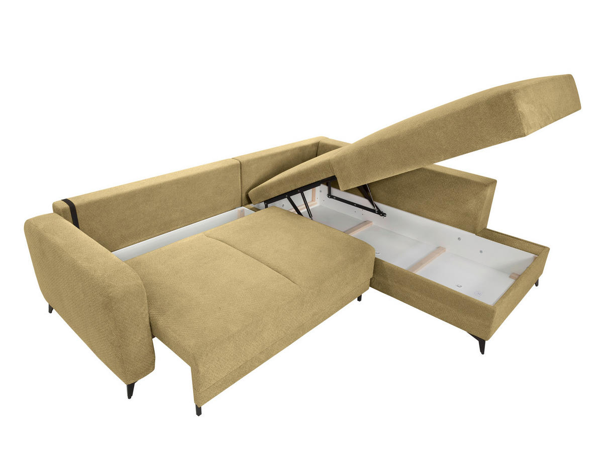 ECKSOFA CORTEZ Grün  - Schwarz/Grün, Design, Textil/Metall (260/215cm) - MID.YOU