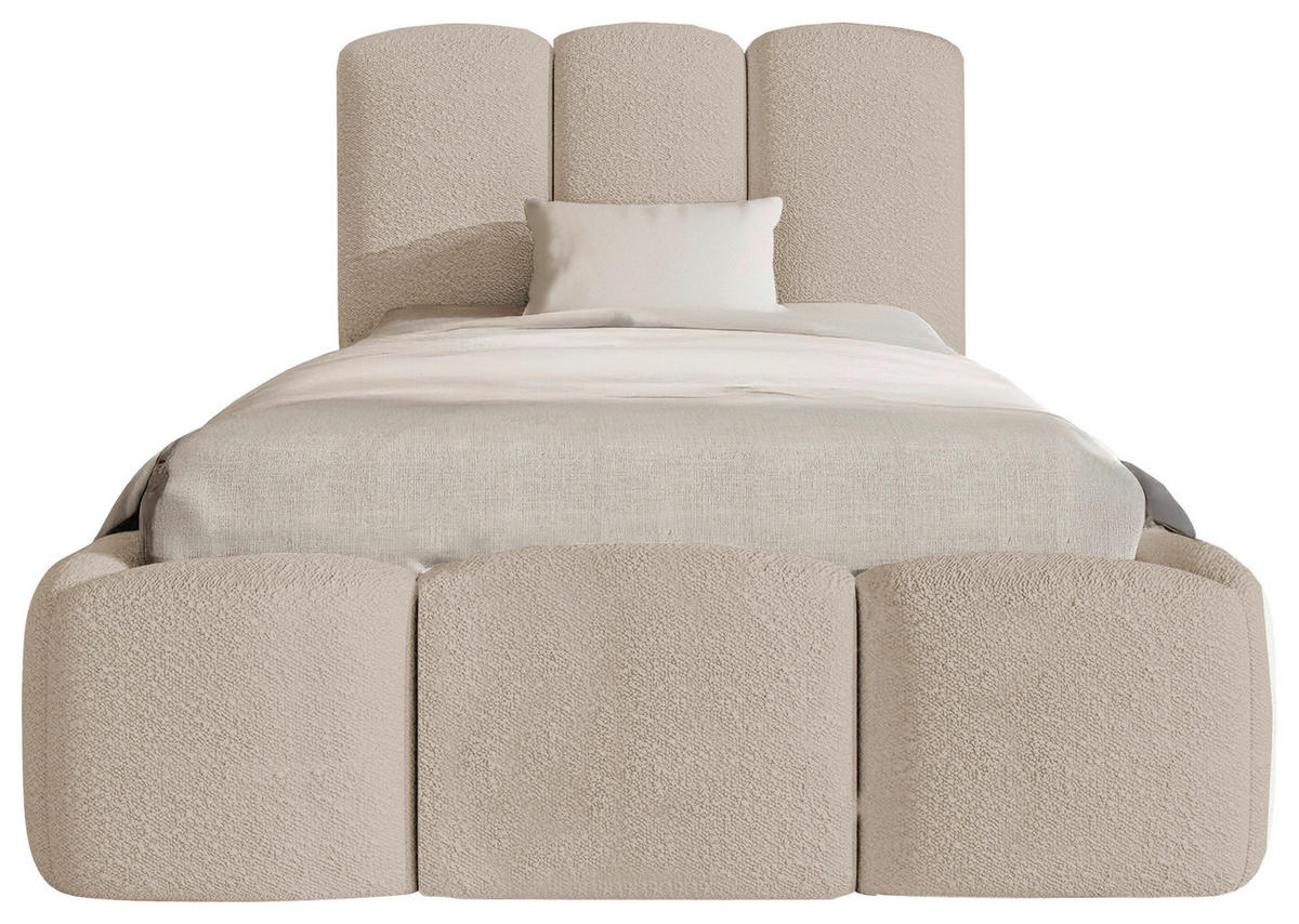 POLSTERBETT Lattenrost, Bettkasten 90/200 cm  in Sandfarben  - Sandfarben, MODERN, Holz/Textil (90/200cm) - Livetastic