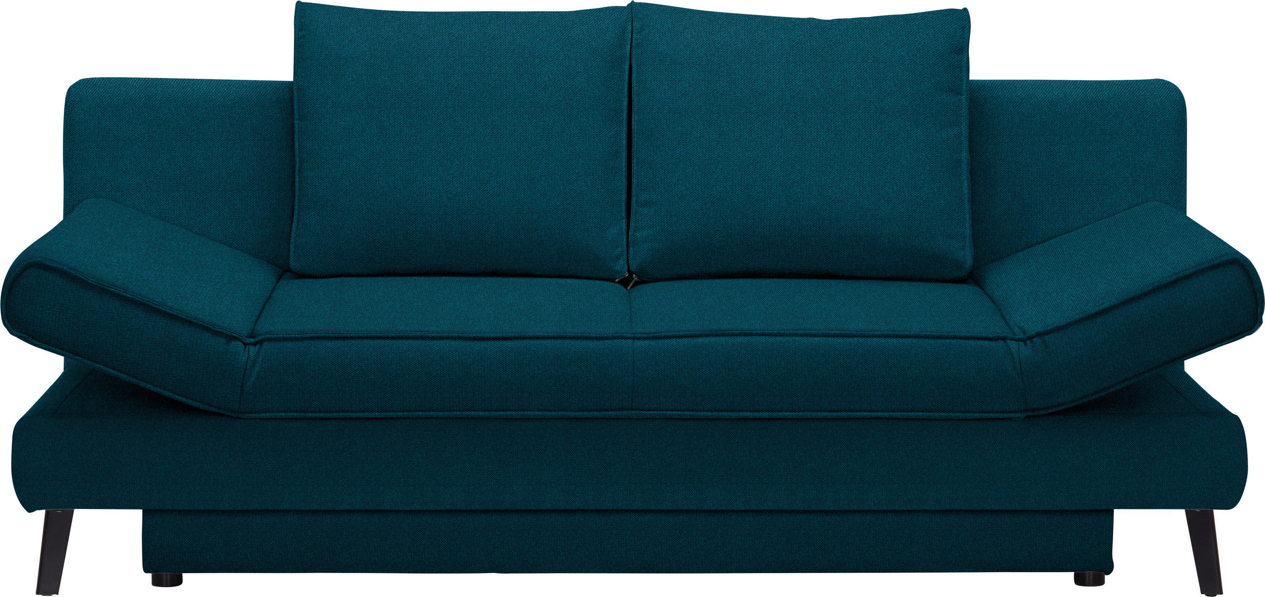 SCHLAFSOFA Sidney Petrol  inkl. Rückenkissen, Bettkasten, Schlaffunktion, Rücken echt, Armteilverstellung  - Petrol/Schwarz, Design, Textil/Metall (200/85/90cm) - Novel
