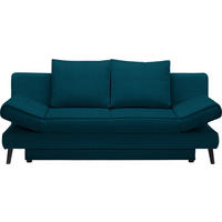 SCHLAFSOFA Sidney Petrol  inkl. Rückenkissen, Bettkasten, Schlaffunktion, Rücken echt, Armteilverstellung  - Petrol/Schwarz, Design, Textil/Metall (200/85/90cm) - Novel