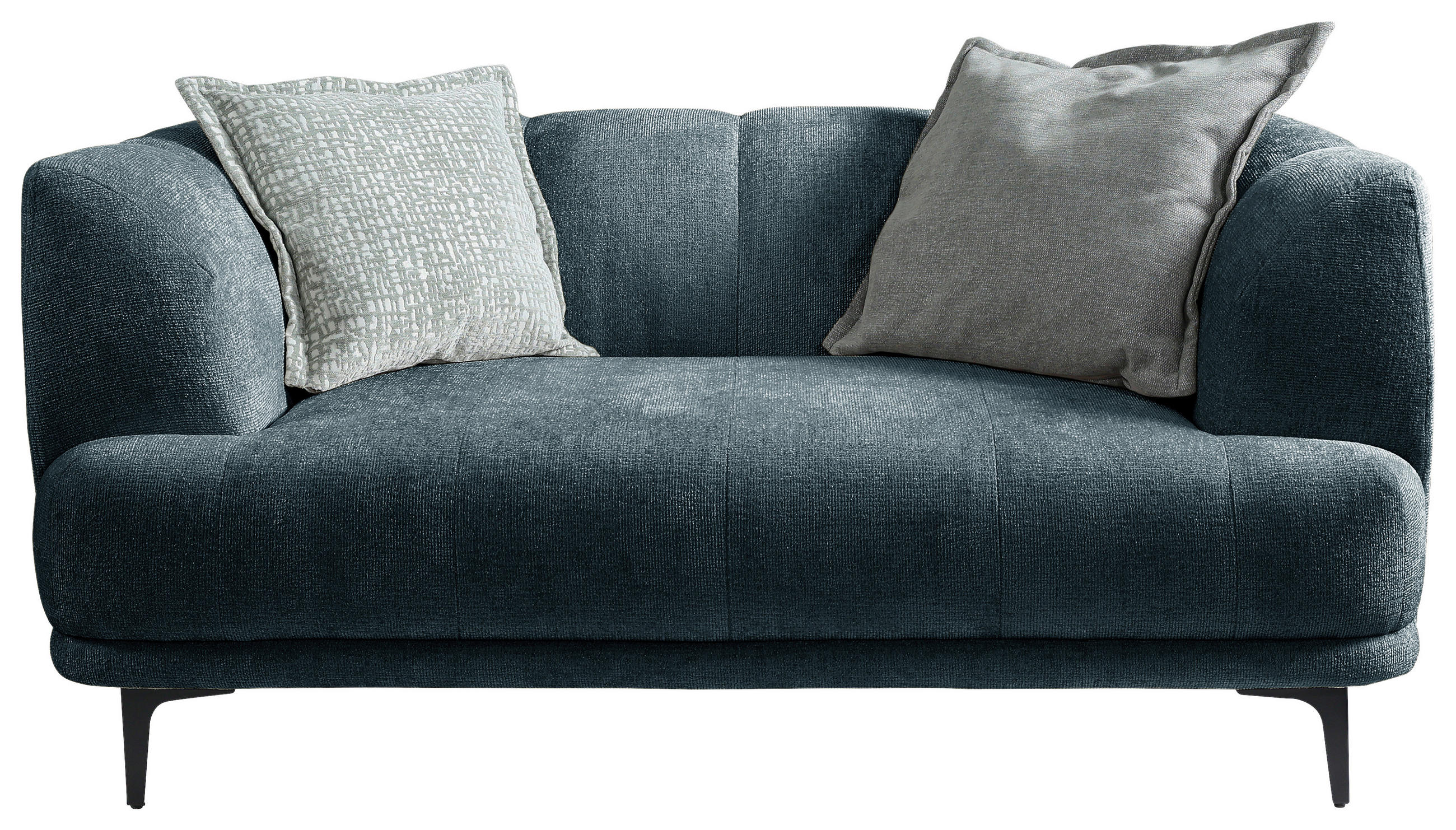 2-SITZER-SOFA Flachgewebe Blau  - Blau/Schwarz, Design, Textil/Metall (166/77/106cm) - MID.YOU