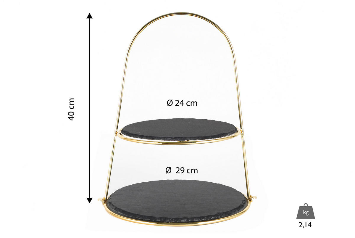 CUPCAKESTÄLL 2 våningar - guldfärgad, Basics, metall/sten (24/29/40cm) - Echtwerk