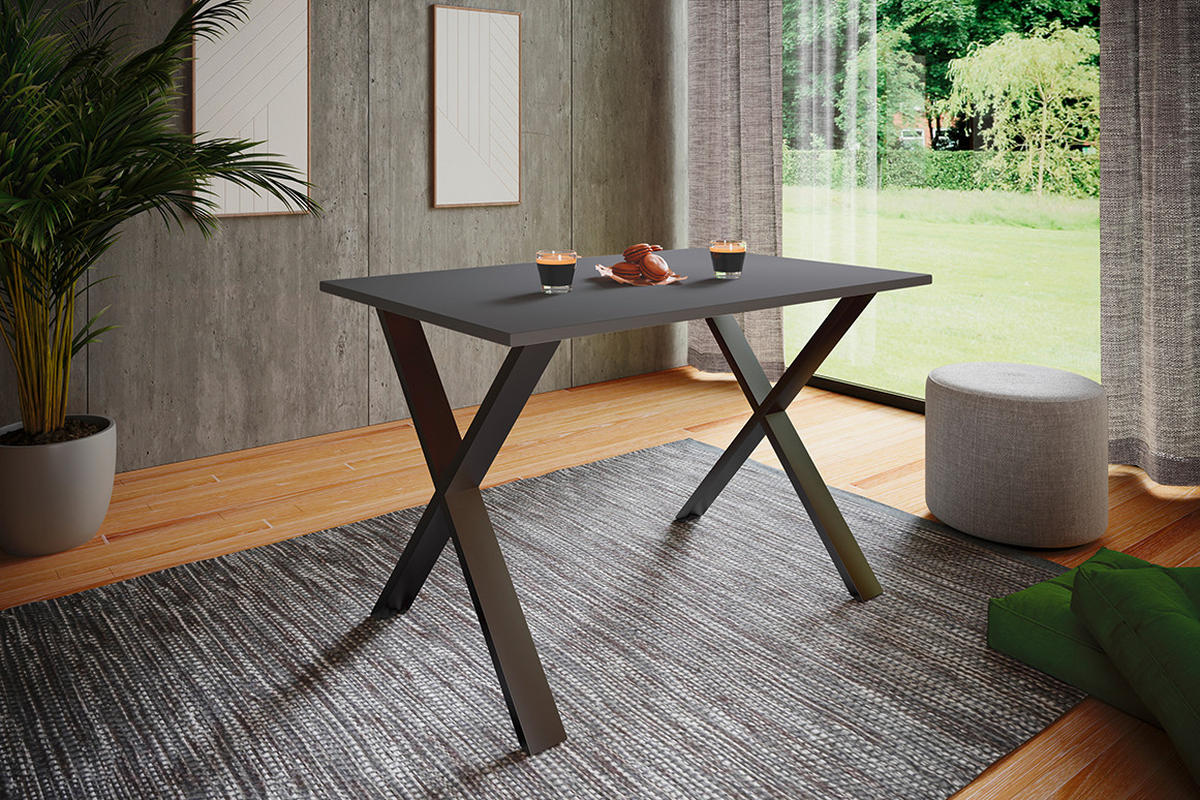 ESSTISCH in Holzwerkstoff 140/80/76 cm   - Anthrazit/Schwarz, Basics, Holzwerkstoff (140/80/76cm) - MID.YOU