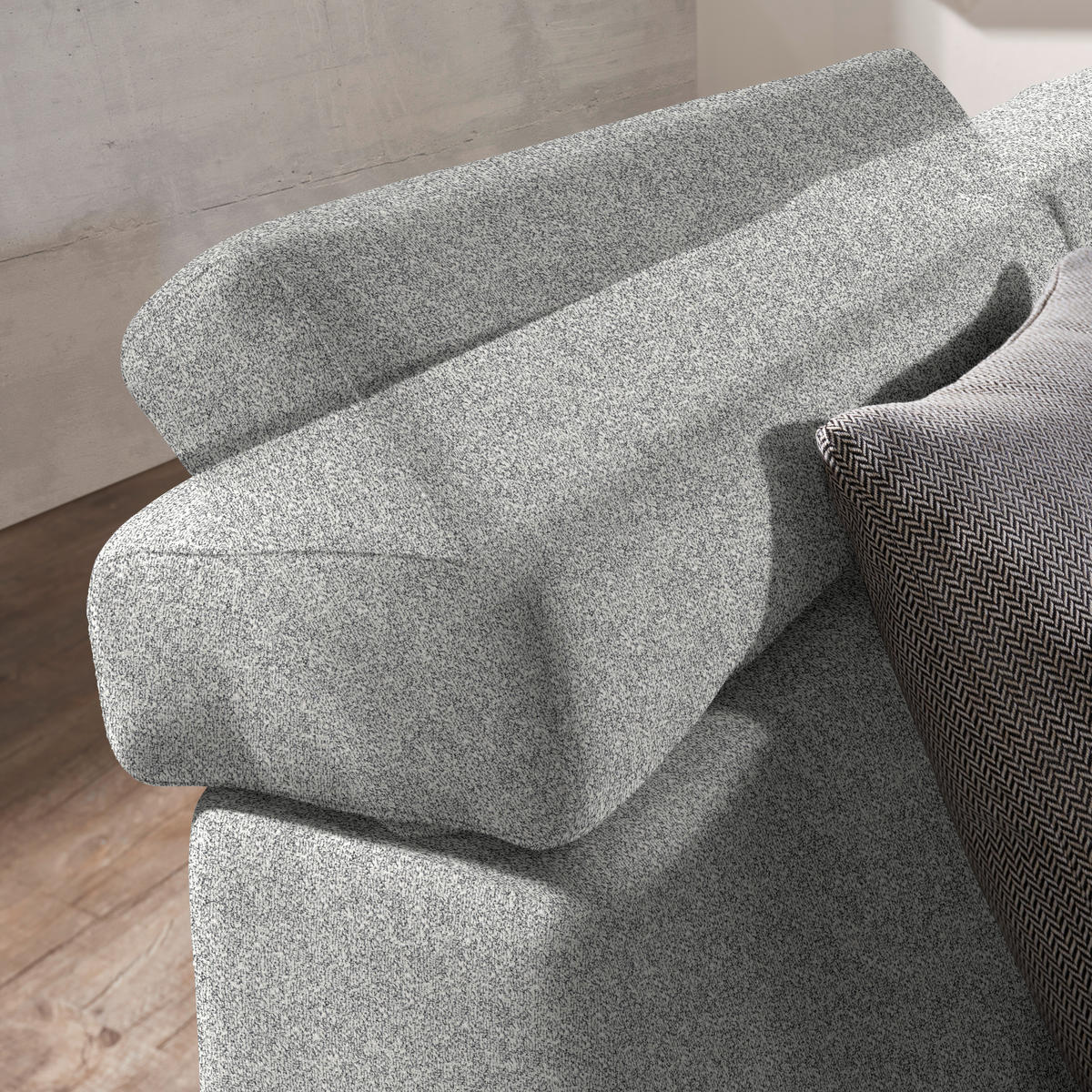 ECKSOFA  in Mikrovelours Naturfarben  288/205 cm  - Alufarben/Naturfarben, Design, Textil (288/205cm) - Sedda