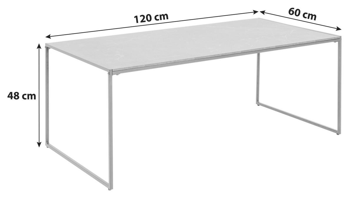 COUCHTISCH 120/60/48 cm rechteckig Schwarz  - Schwarz, KONVENTIONELL, Holzwerkstoff/Metall (120/60/48cm) - MID.YOU