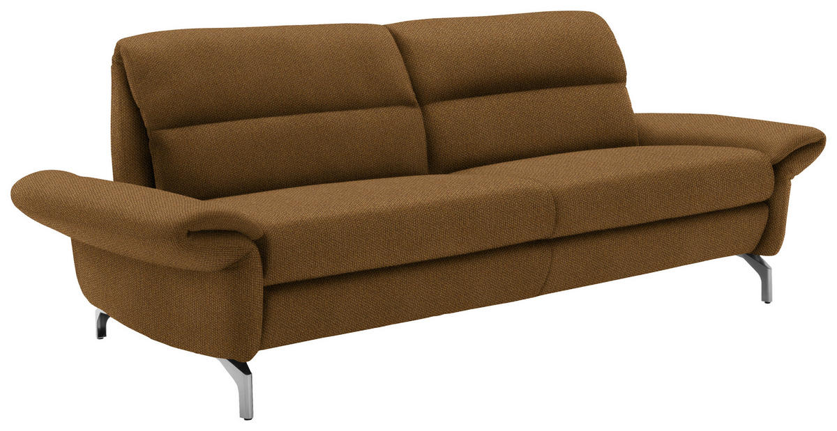2,5-SITZER in Flachgewebe Senfgelb  - Senfgelb/Nickelfarben, Design, Textil/Metall (212/87/100cm) - Schöner Wohnen