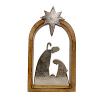 WEIHNACHTSFIGUR  - Silberfarben/Naturfarben, LIFESTYLE, Holz/Metall (19,5/34,5/4,5cm) - X-Mas