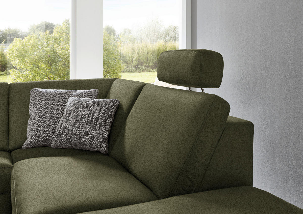 ECKSOFA in Mikrofaser Dunkelgrün  - Dunkelgrün/Alufarben, Design, Textil/Metall (275/242cm) - Dieter Knoll