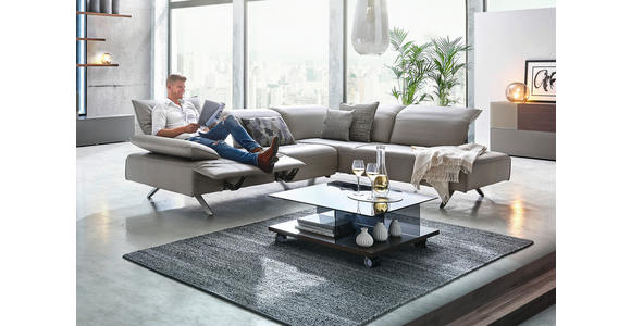 ECKSOFA  in Echtleder Silberfarben  230/290 cm  - Dunkelgrau/Anthrazit, Design, Leder/Metall (230/290cm) - Johann Jakob