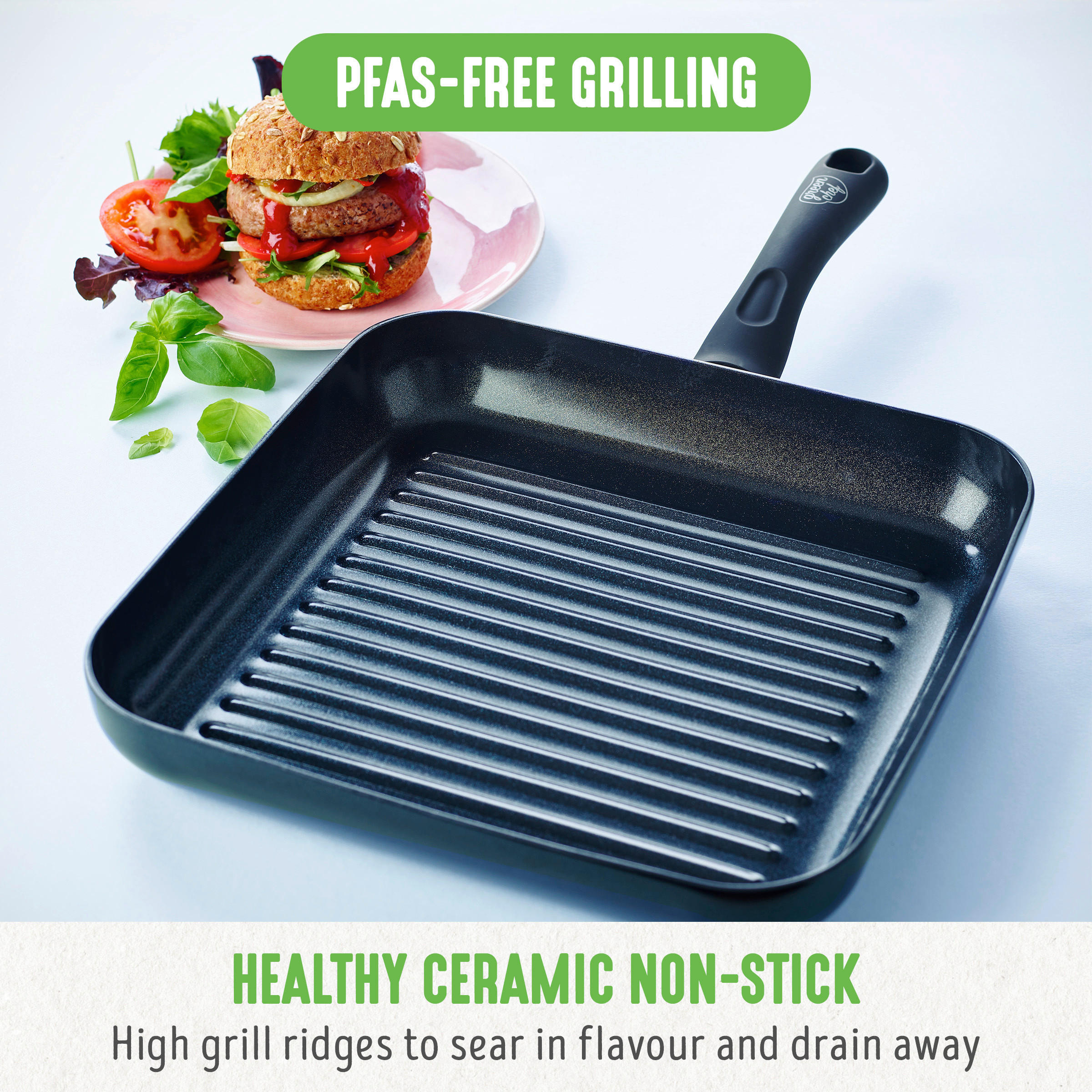 GRILLPFANNE Savory Keramikbeschichtung 28 cm  - Schwarz, Basics, Kunststoff/Metall (28cm)