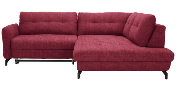 ECKSOFA in Flachgewebe, Leinenoptik Rot  - Rot/Schwarz, Design, Textil/Metall (247/208cm) - Xora