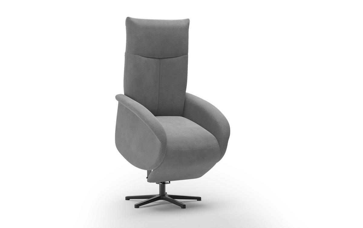 RELAXSESSEL GLENDALE E Flachgewebe Kopfteilverstellung, Rücken echt    - Schwarz/Grau, KONVENTIONELL, Textil/Metall (75/112/82cm) - Sit & More