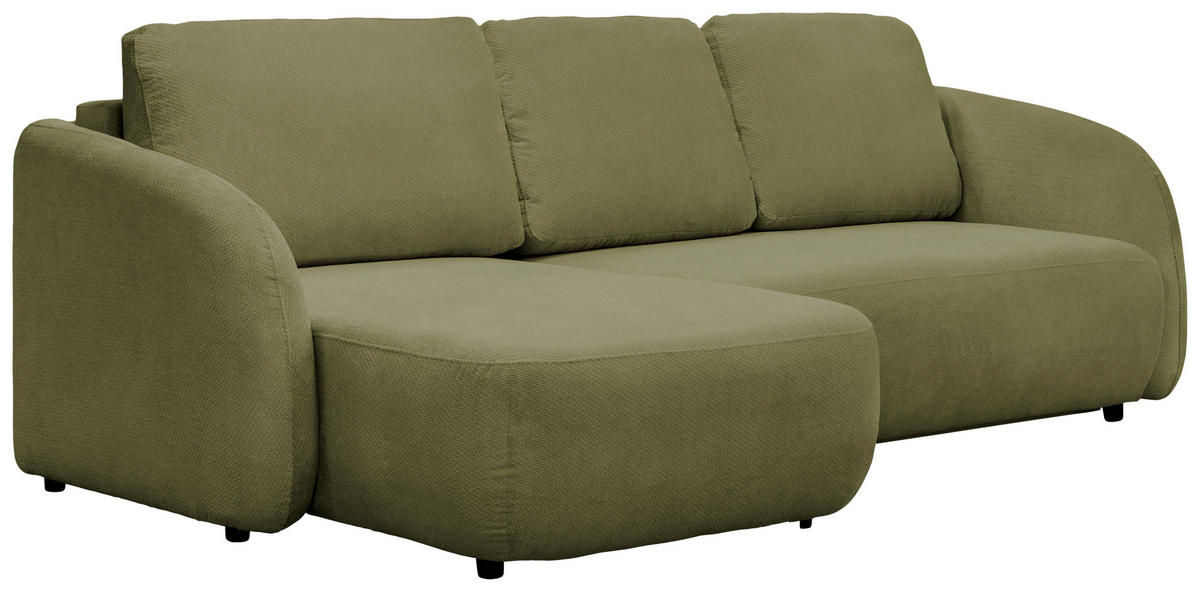 ECKSOFA PORTO Olivgrün  - Schwarz/Olivgrün, Design, Textil (154cm) - MID.YOU