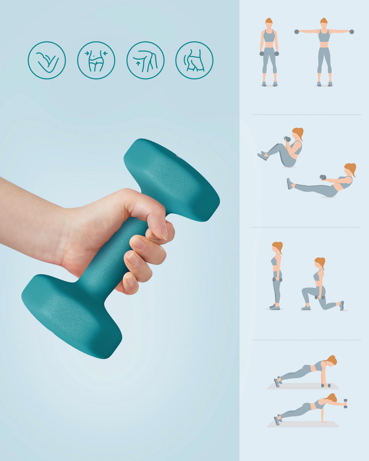 FITNESS-SET - Blau/Grau, Basics, Metall (38.5/14.5/35.5cm)