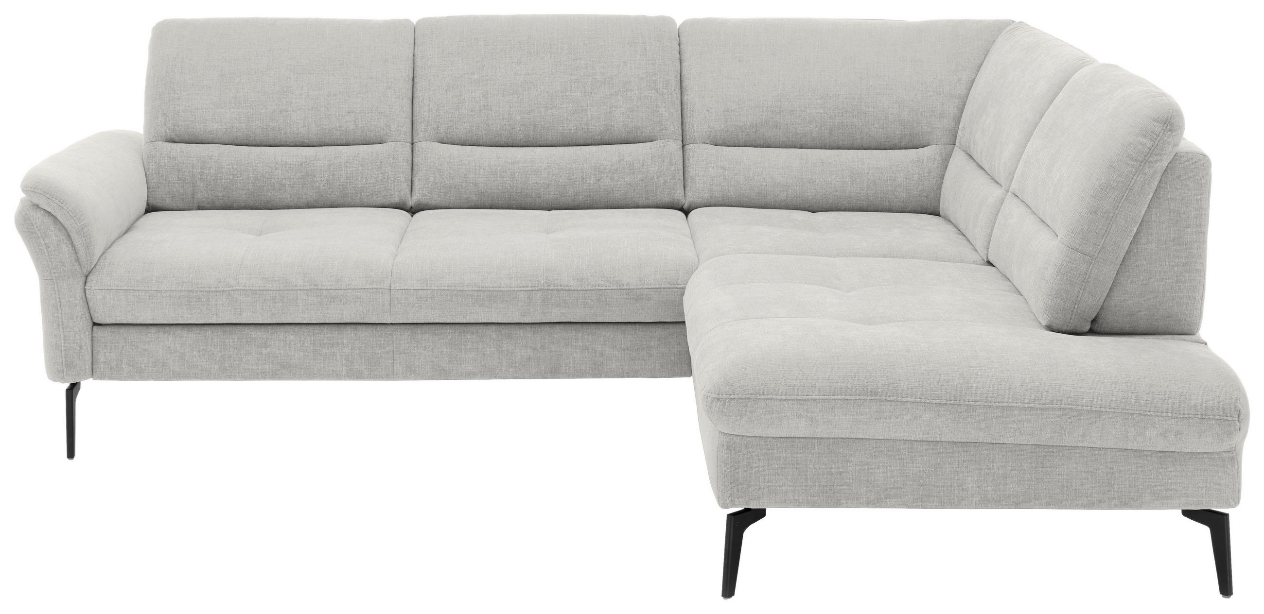 ECKSOFA in Webstoff Creme  - Creme/Schwarz, Design, Textil/Metall (256/206cm) - Beldomo System