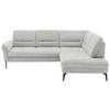ECKSOFA in Webstoff Creme  - Creme/Schwarz, Design, Textil/Metall (256/206cm) - Beldomo System