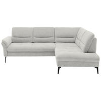 ECKSOFA in Webstoff Creme  - Creme/Schwarz, Design, Textil/Metall (256/206cm) - Beldomo System