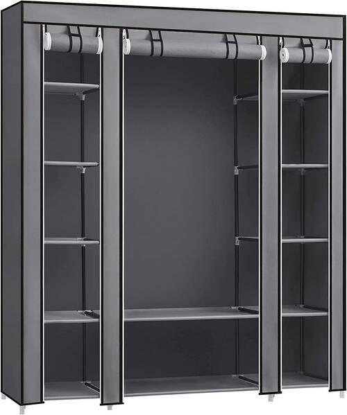 STOFFSCHRANK in Grau  - Grau, Trend, Kunststoff/Textil (150/175/45cm) - Boxxx