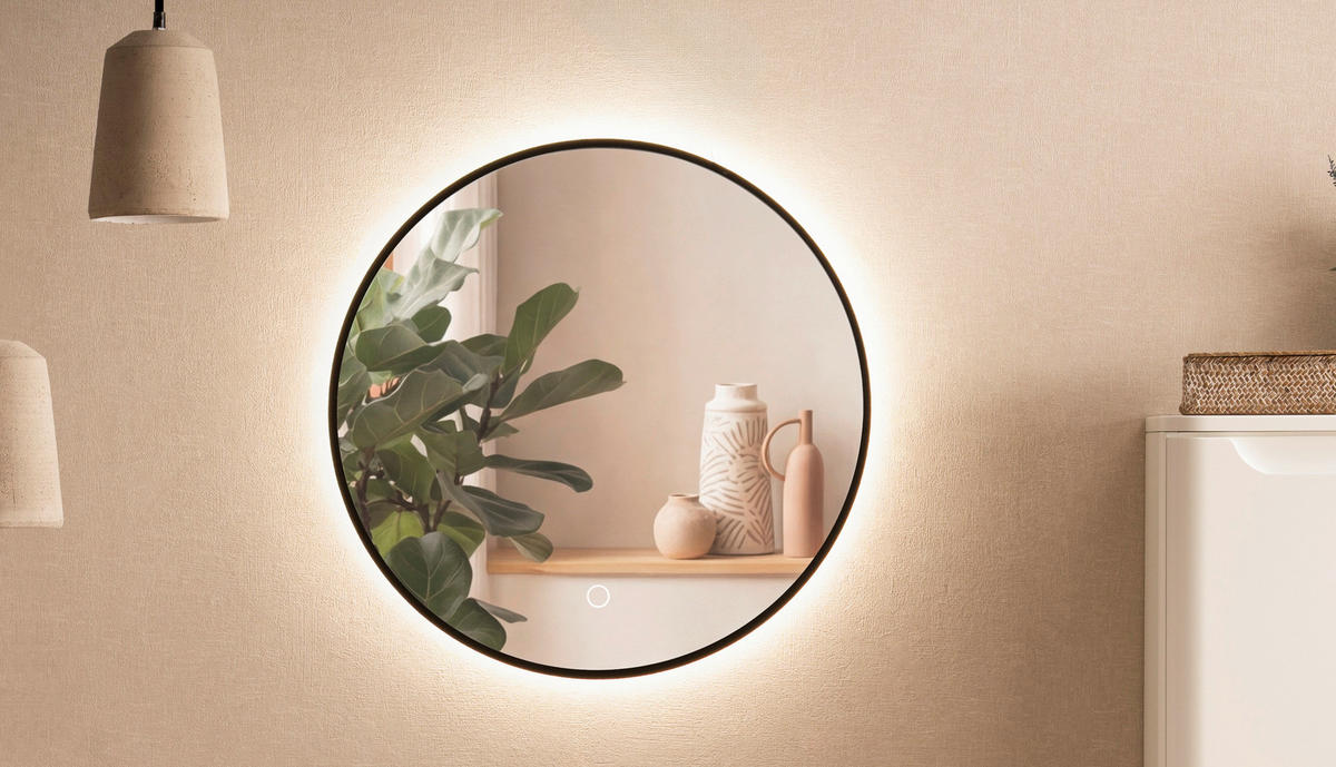 BADEZIMMERSPIEGEL 60/60/2 cm  - Silberfarben/Schwarz, KONVENTIONELL, Glas/Metall (60/60/2cm) - Xora