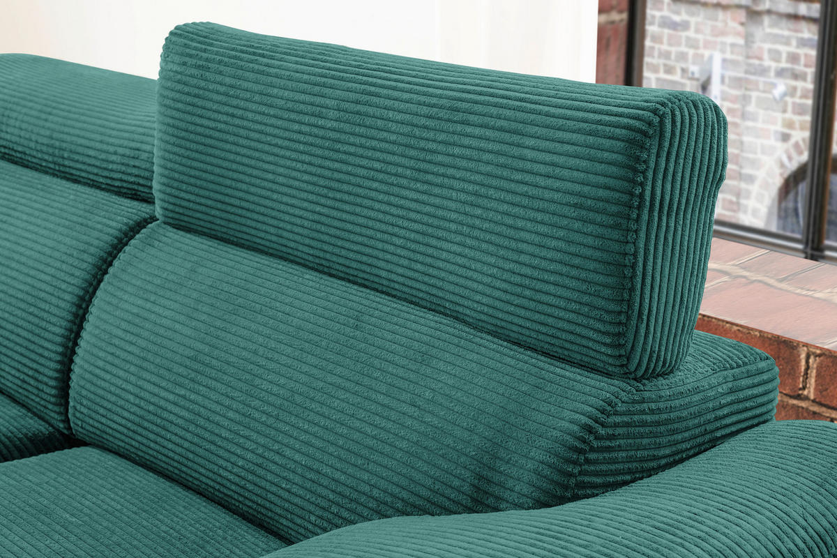 ECKSOFA in Cord Waldgrün  - Waldgrün/Schwarz, Design, Holz/Textil (174/270cm) - Pure Home Lifestyle