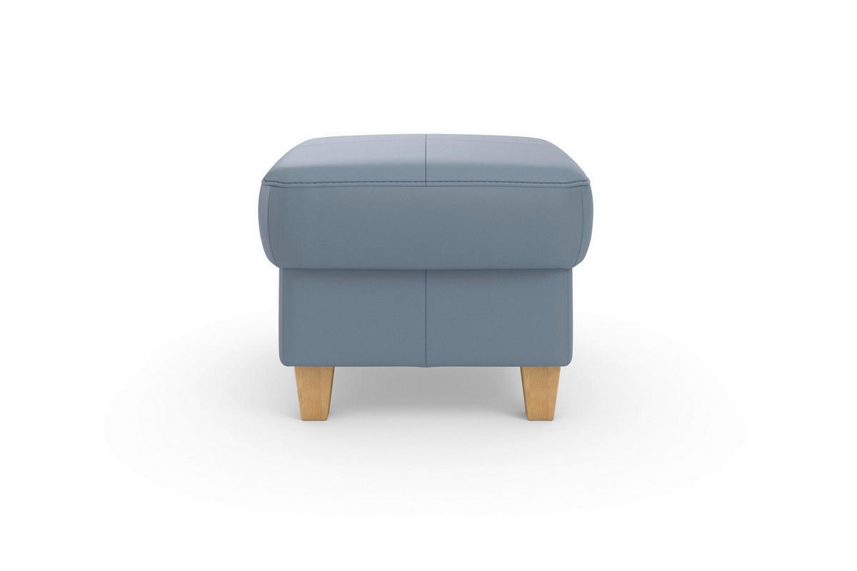 TABURETKA, koža, 58/48/58 cm - sivomodrá/farba duba, Basics, koža/drevo (58/48/58cm) - Sit & More