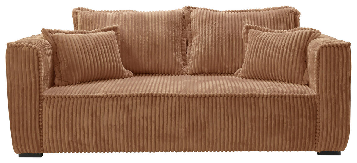 SOFA in Cord Rostfarben  - Rostfarben/Schwarz, Design, Holz/Textil (223/95/121cm) - MID.YOU